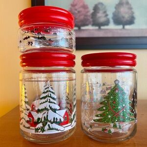 Vintage KIG Christmas Glass Jars - set of 3
